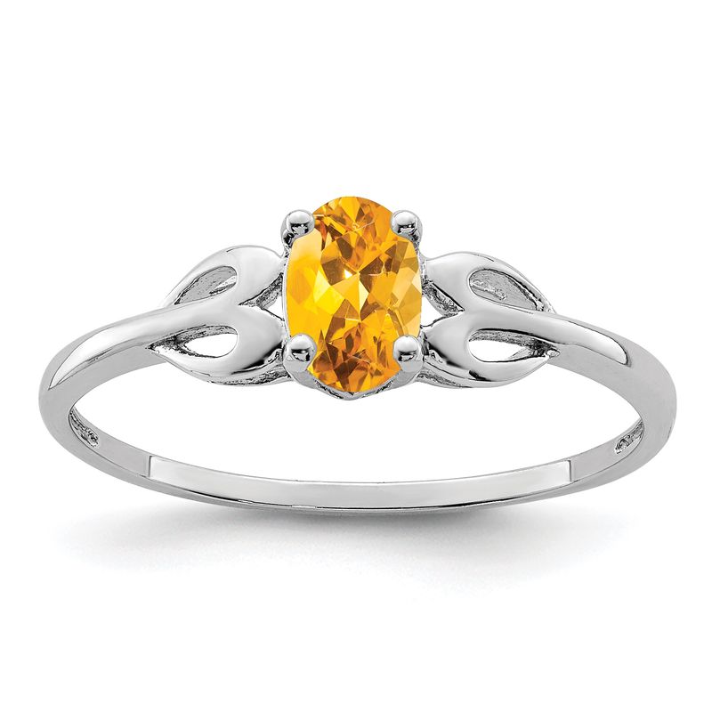 Sterling Silver Rhodium-plated Citrine Ring 8.00