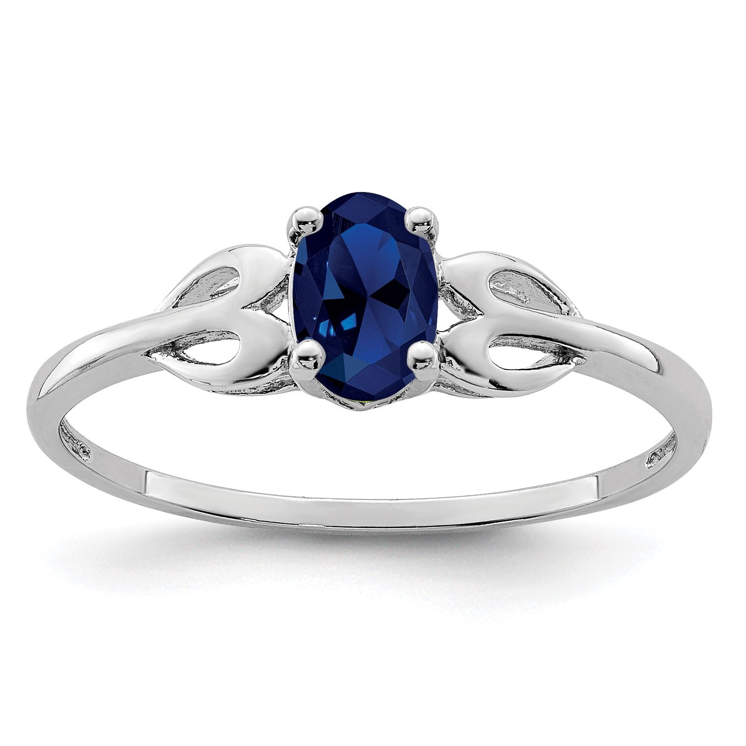 Sterling Silver Rhodium-plated Created Sapphire Ring 7.00