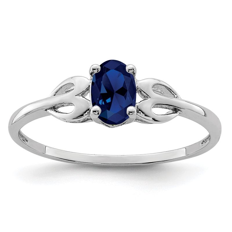 Sterling Silver Rhodium-plated Created Sapphire Ring 7.00