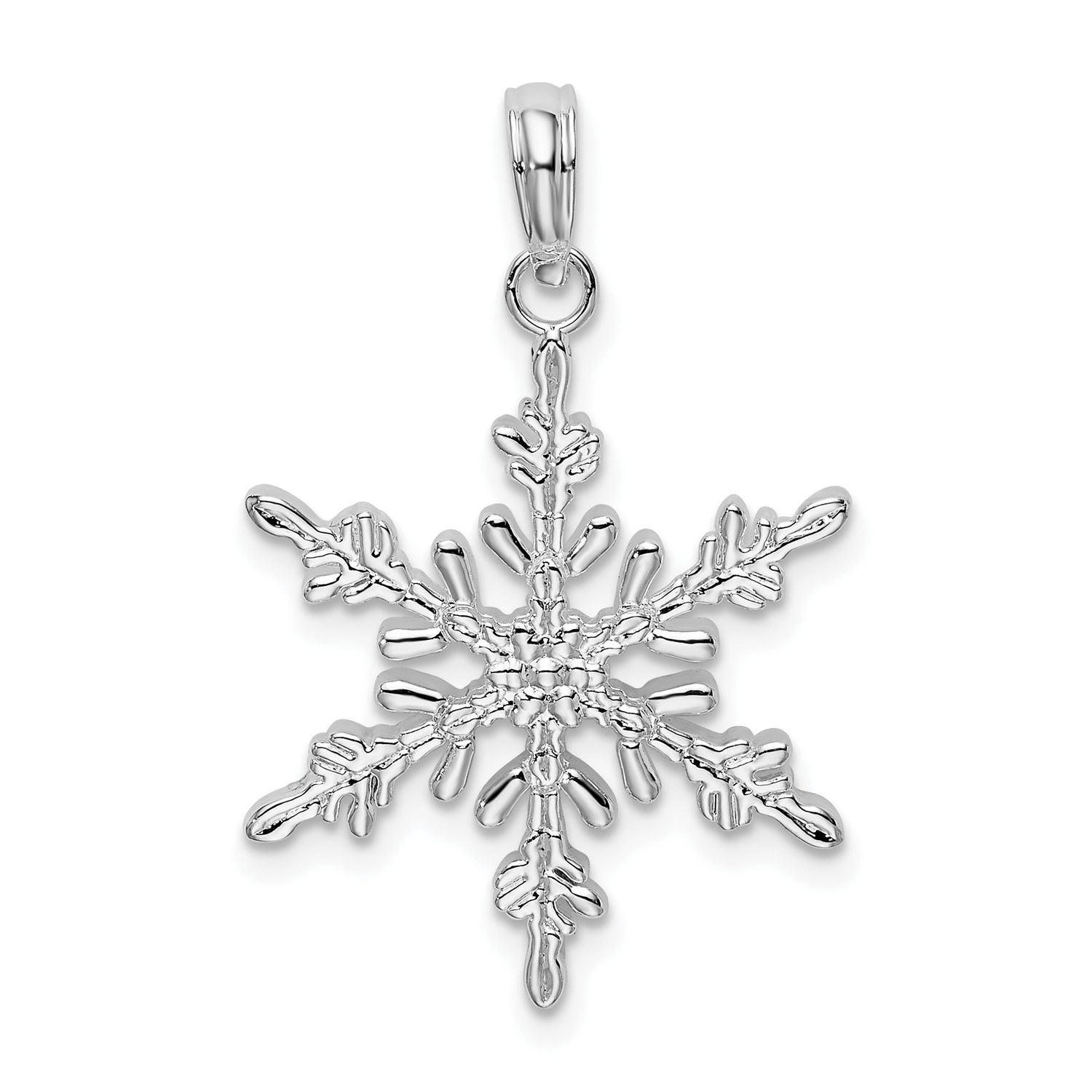 Sterling Silver Rhodium-Plated Polished Snowflake Pendant