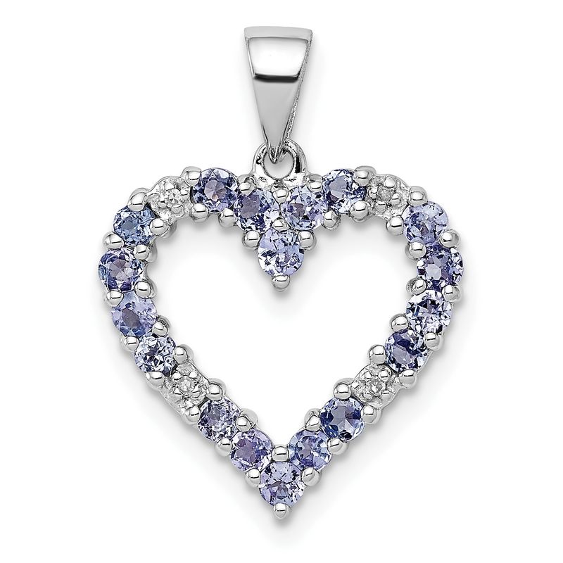 Sterling Silver Rhodium-plated Tanzanite &amp; Diamond Pendant