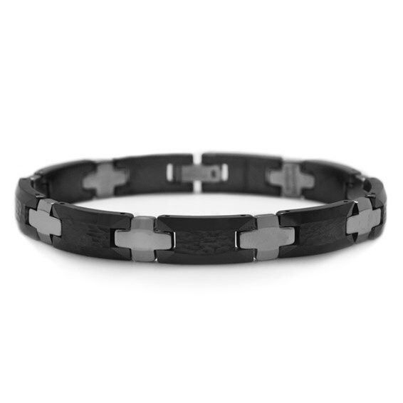 Tungsten and Ceramic Mens 8.5 in Bracelet