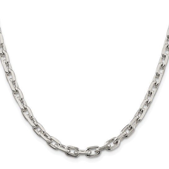 Sterling Silver Rhodium-plated 5.4mm Beveled Oval Cable Chain