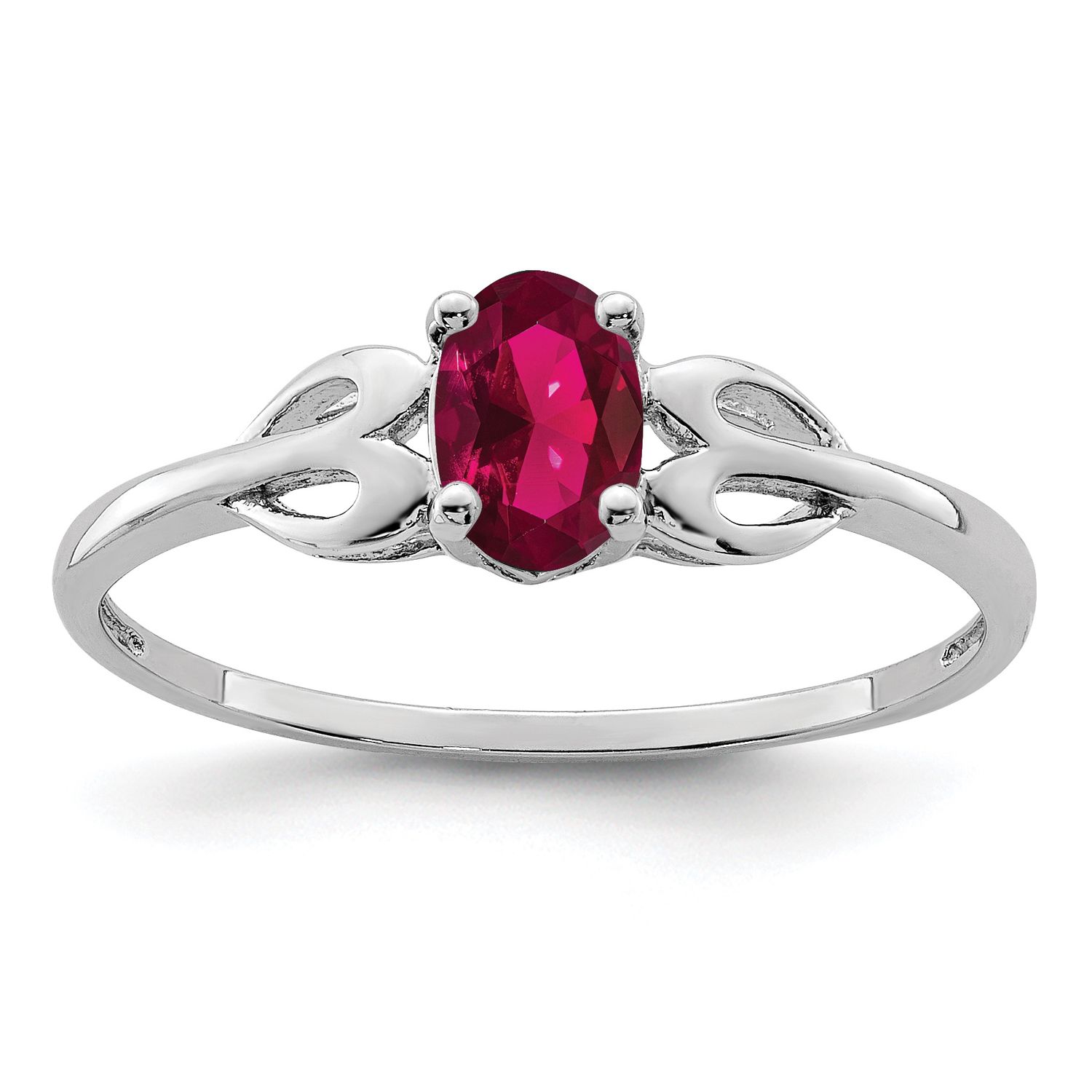 Sterling Silver Rhodium-plated Created Ruby Ring 8.00