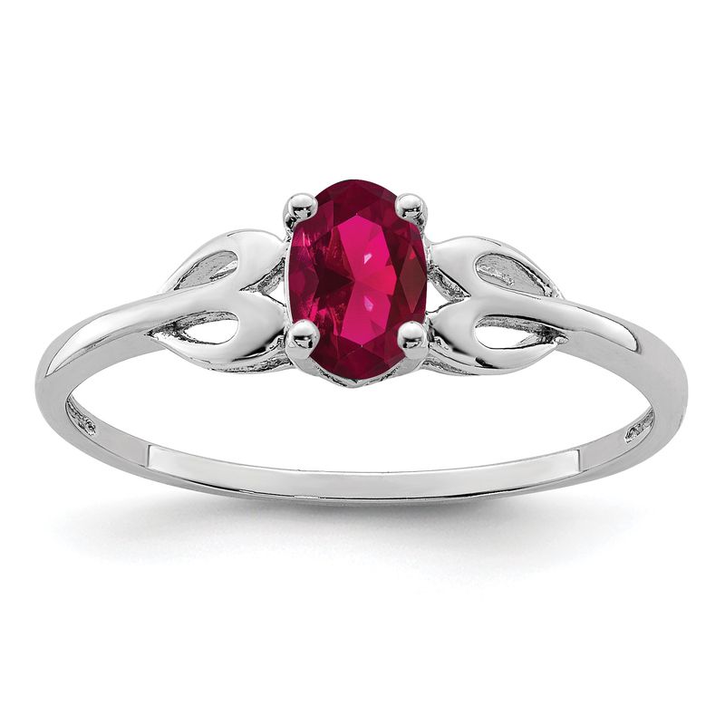 Sterling Silver Rhodium-plated Created Ruby Ring 8.00