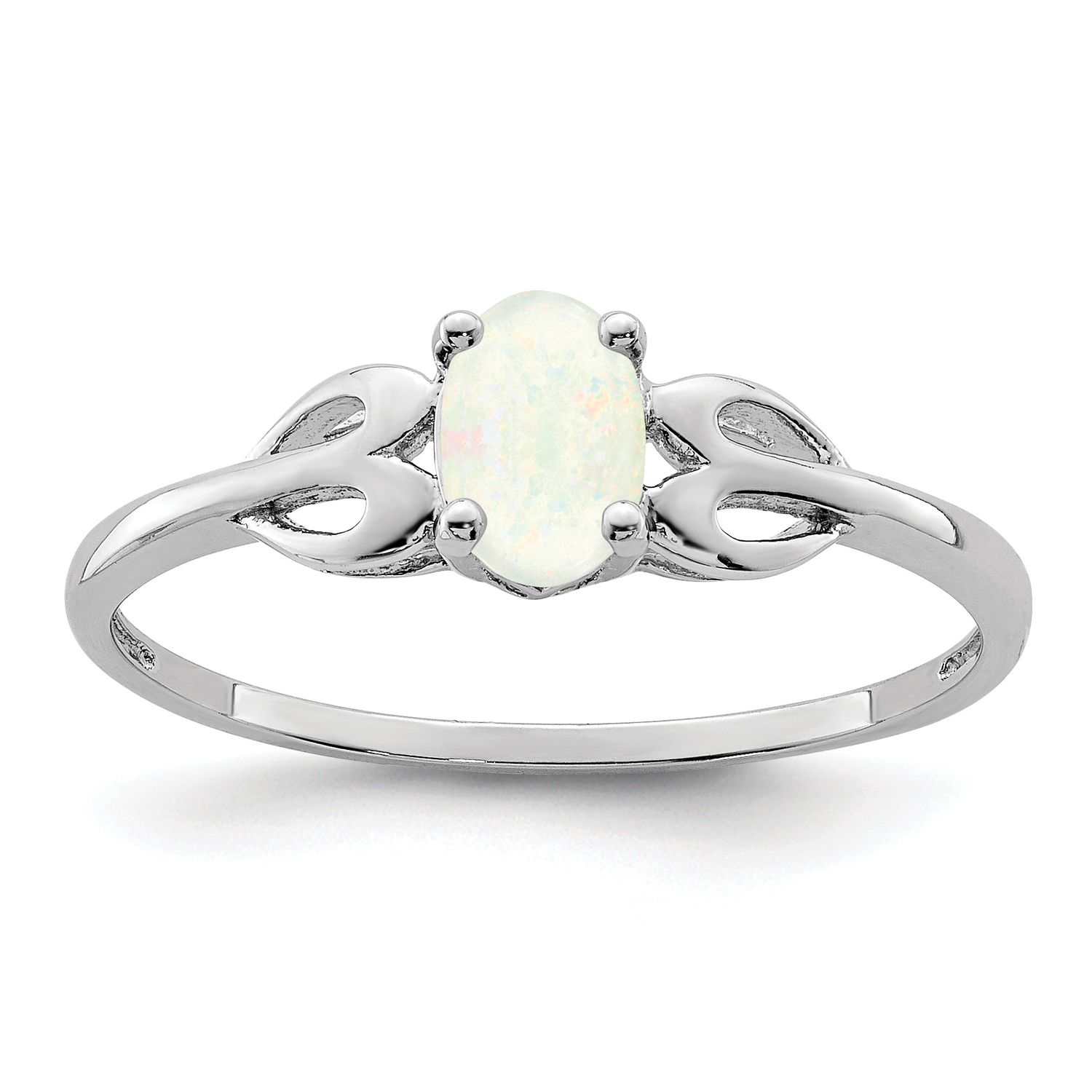 Sterling Silver Rhodium-plated Created Opal Ring 7.00