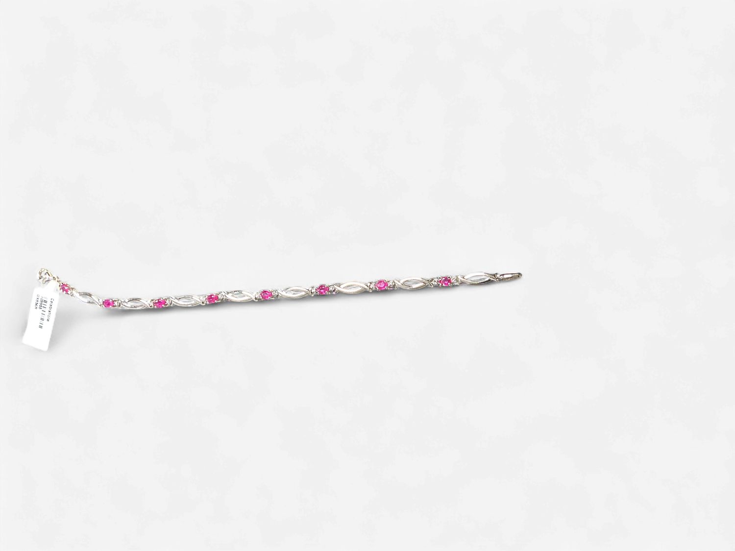 Sterling Silver Rhodium-plated Composite Ruby and Diamond Bracelet _Copy