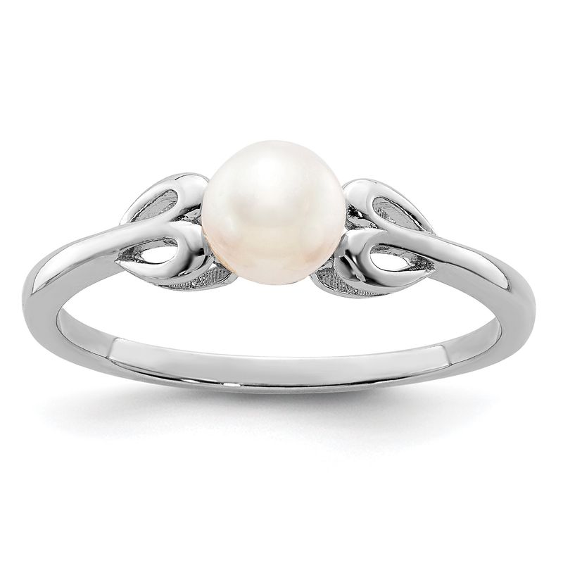 Sterling Silver Rhodium-plated FW Cultured Pearl Ring 7.00