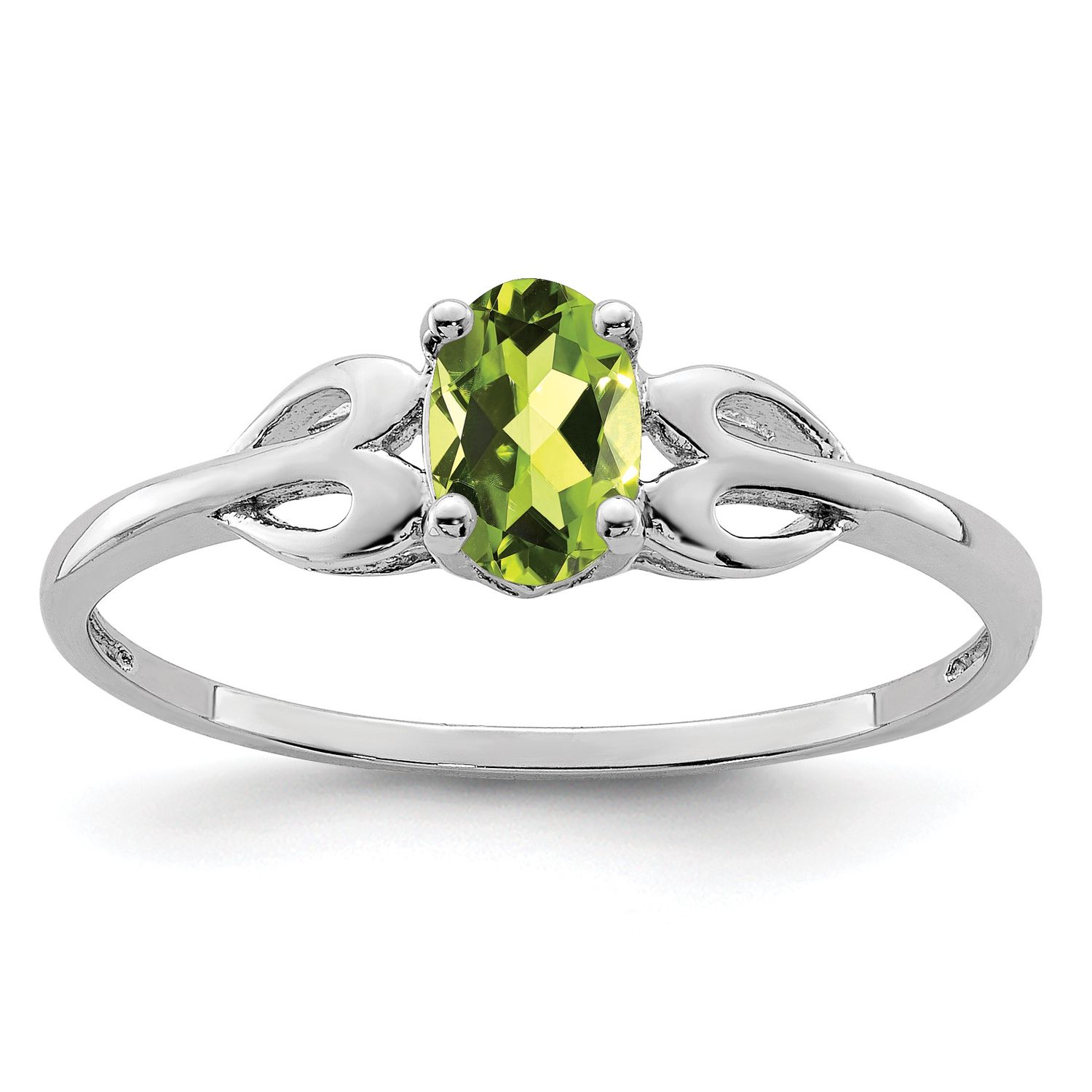Sterling Silver Rhodium-plated Peridot Ring 7.00