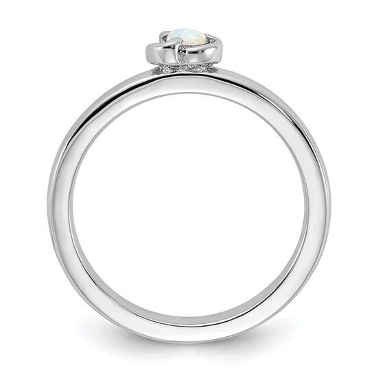 Sterling Silver Stackable Created Opal Ring- 10