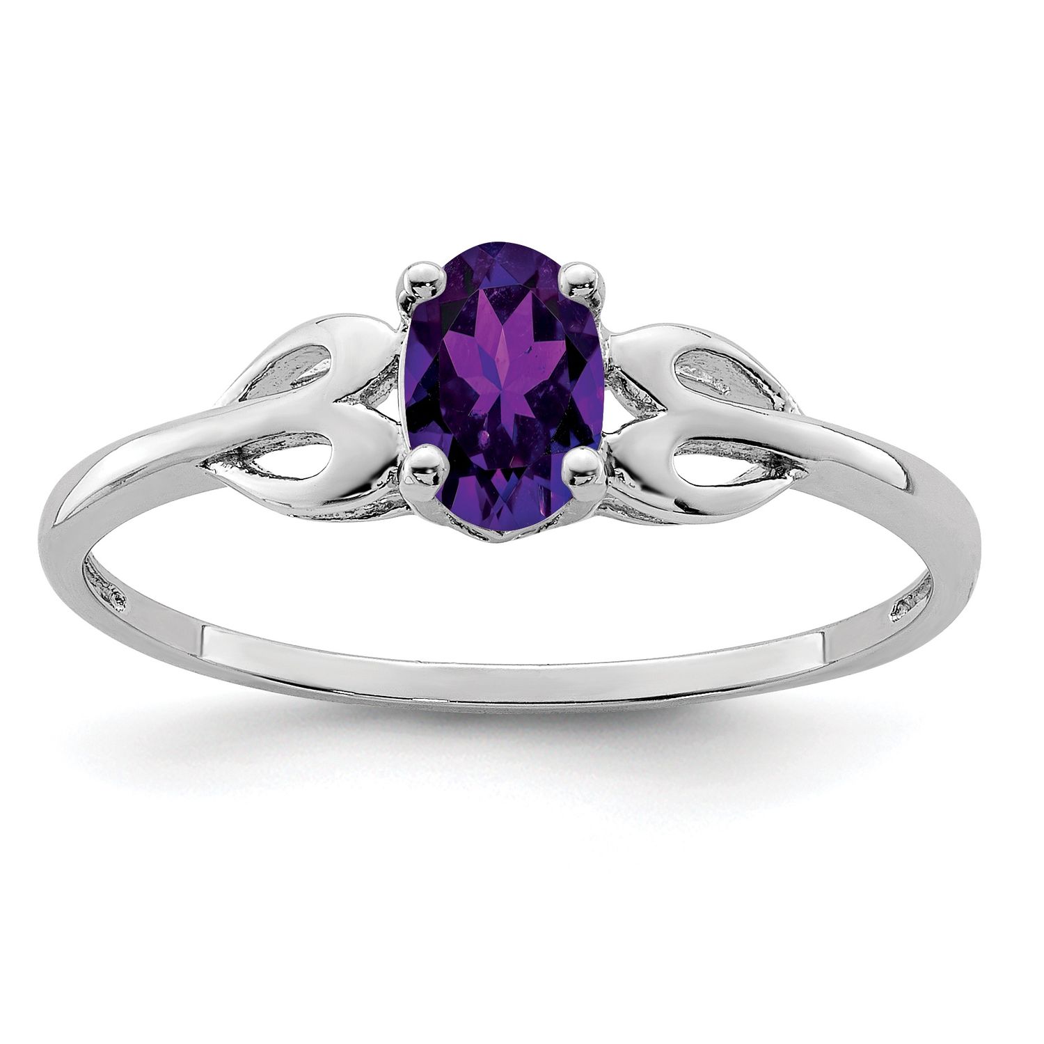 Sterling Silver Rhodium-plated Amethyst Ring 7.00