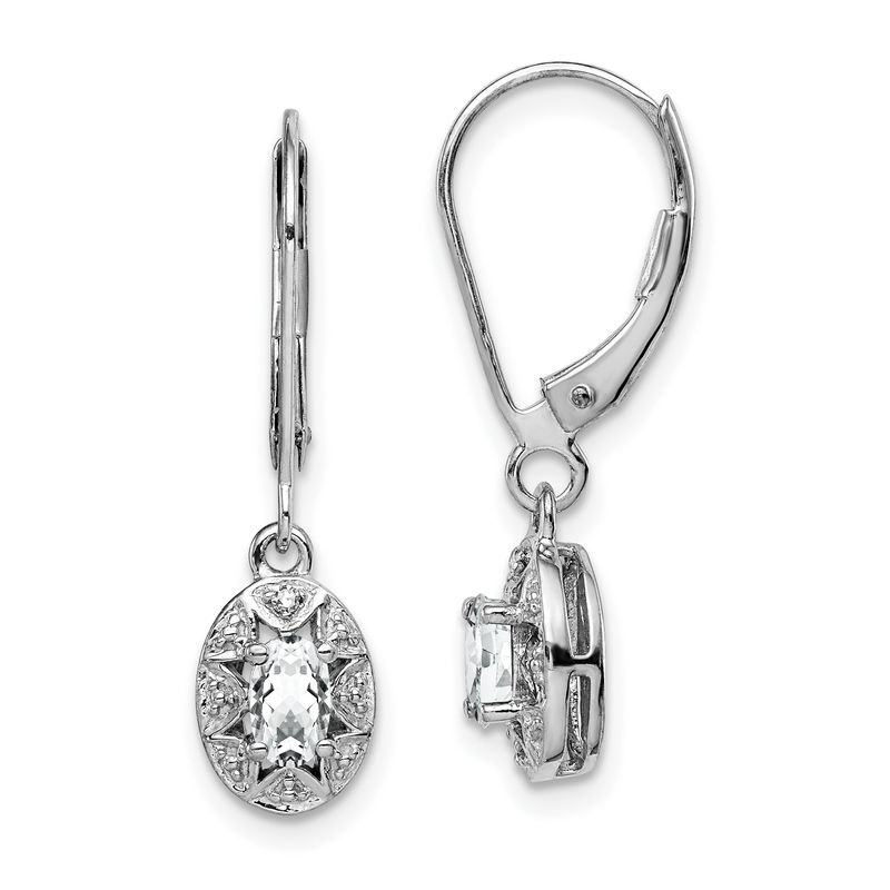 Sterling Silver Rhodium-plated Diam. &amp; White Topaz Earrings