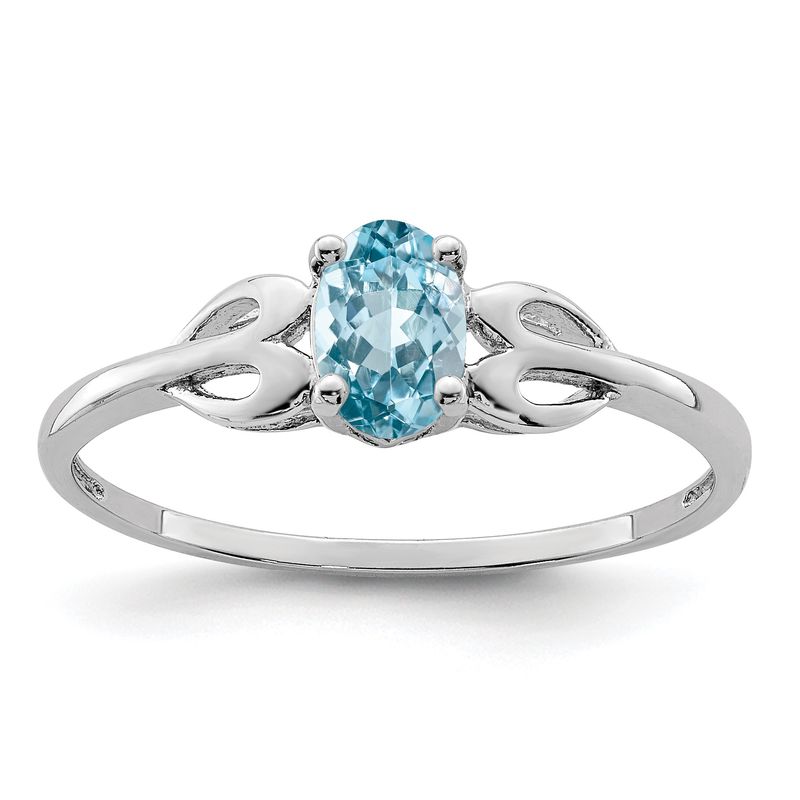 Sterling Silver Rhodium-plated Light Swiss Blue Topaz Ring 7.00