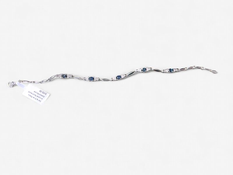 Sterling Silver Rhodium-plated Sapphire and Diamond Bracelet _Copy1