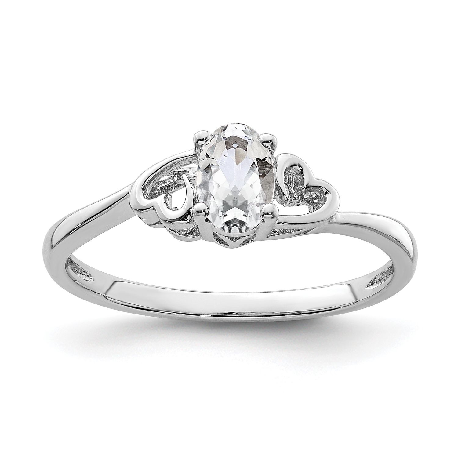 Sterling Silver Rhodium-plated White Topaz Ring 7.00