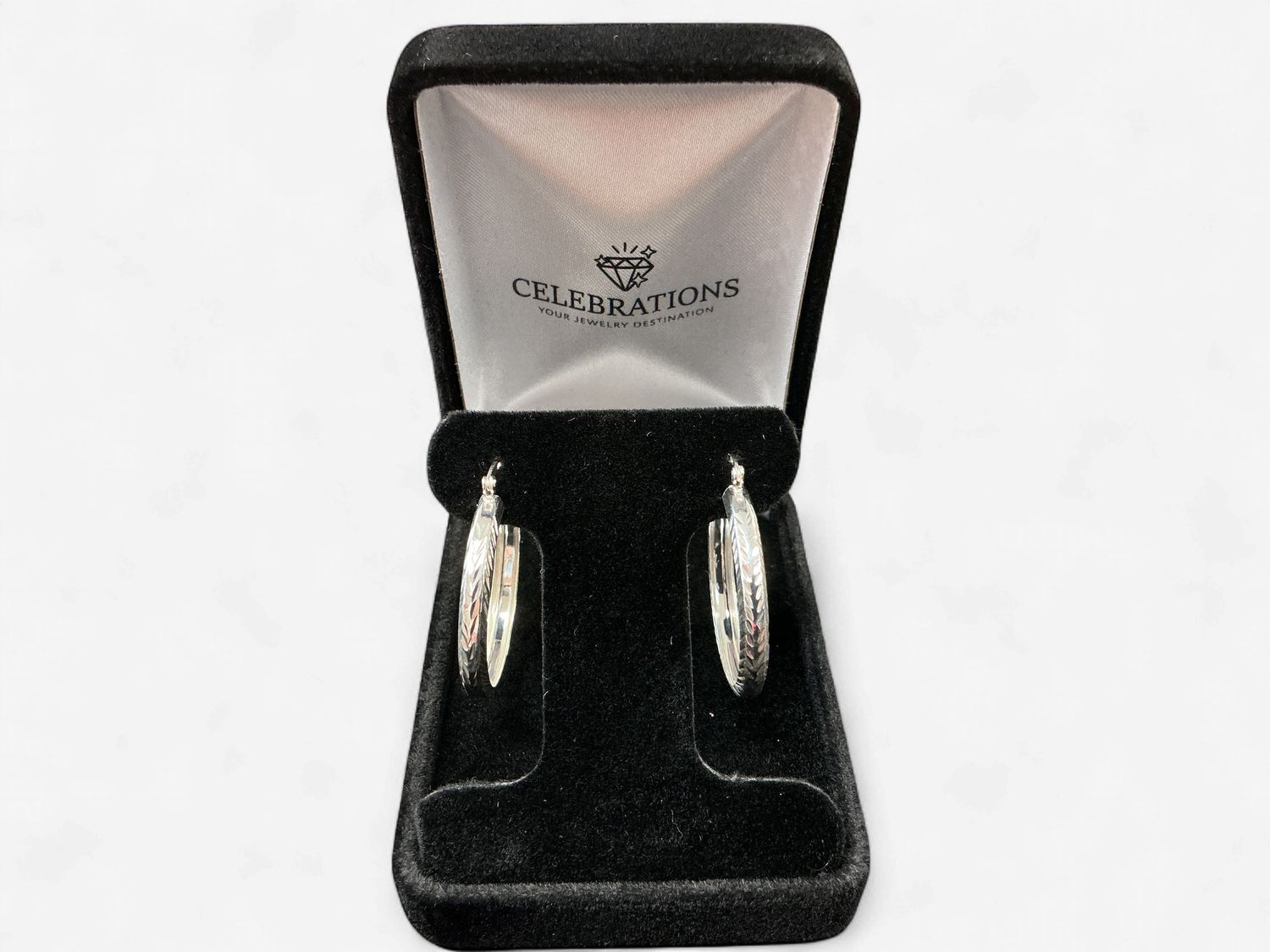 Sterling Silver 30mm Etched Hoops