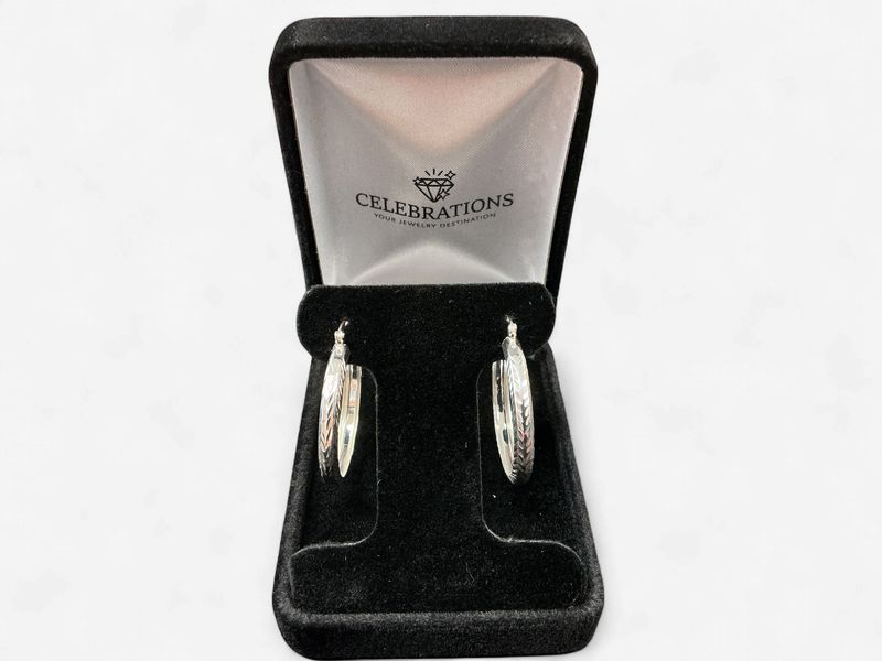 Sterling Silver 30mm Etched Hoops