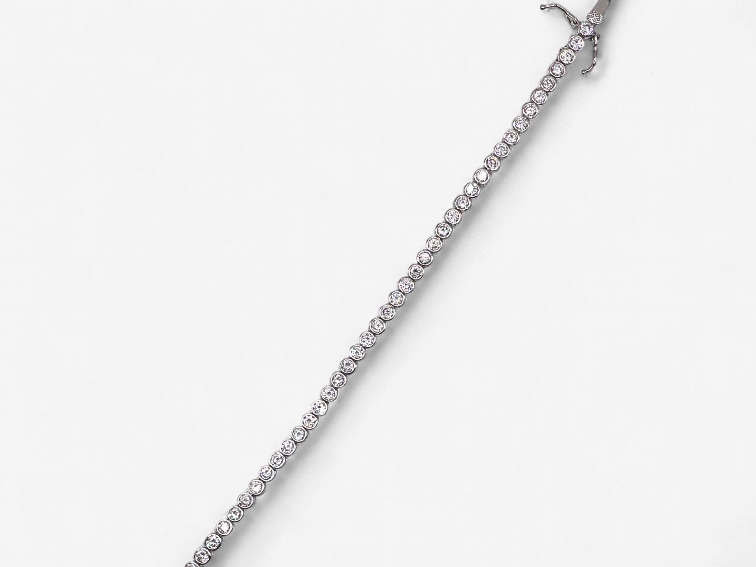 Sterling Silver 7in Bezel Set Round CZ Bracelet