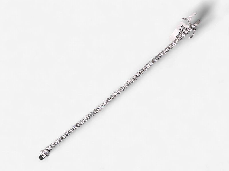 Sterling Silver 7in Bezel Set Round CZ Bracelet