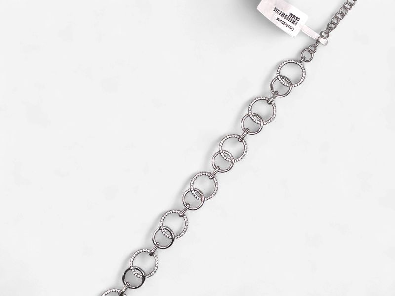 Sterling Silver Adjustable Circle Micro Pave CZ Bracelet