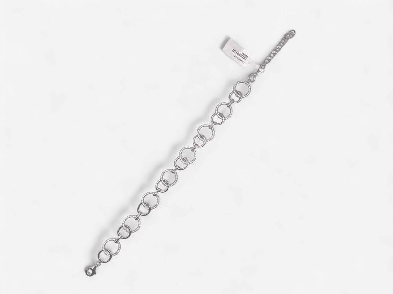 Sterling Silver Adjustable Circle Micro Pave CZ Bracelet