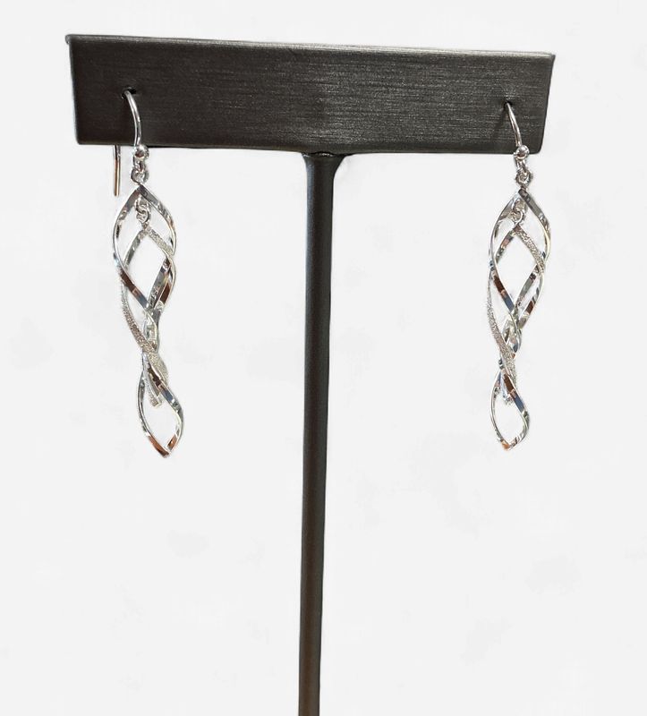 Sterling Silver Swirl Style French Wire Earring