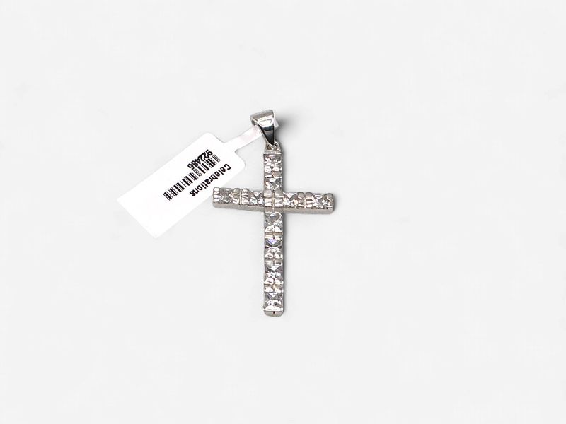 Sterling Silver Textured CZ Cross Pendant