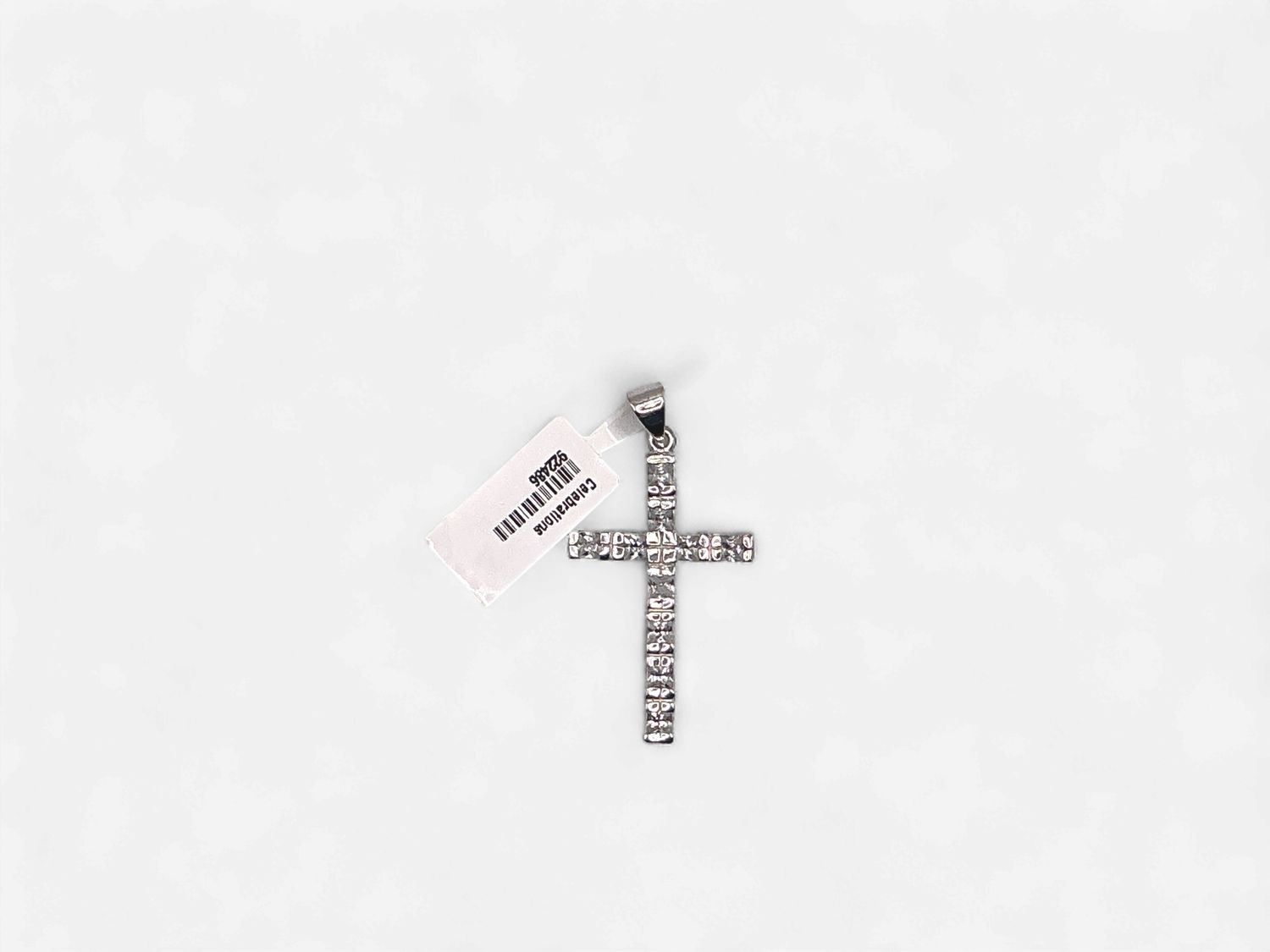 Sterling Silver Textured CZ Cross Pendant