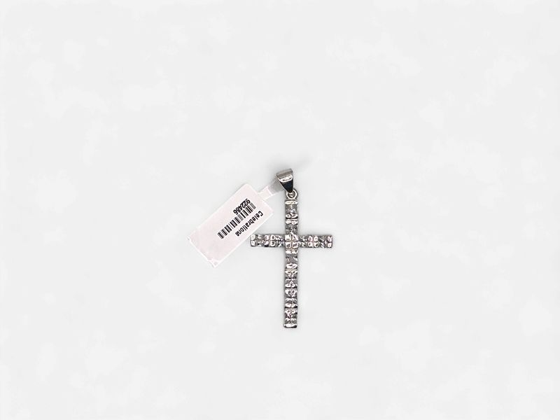 Sterling Silver Textured CZ Cross Pendant