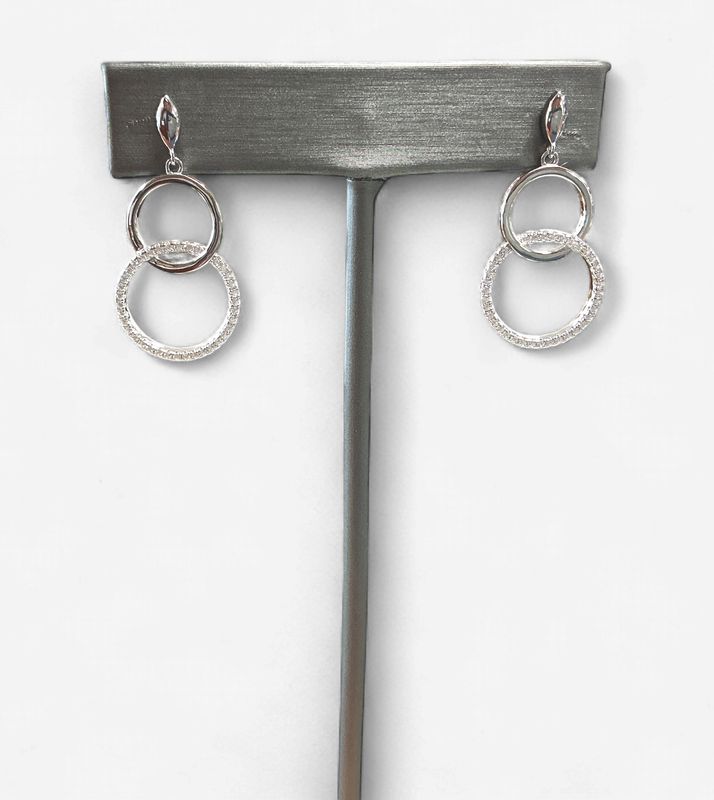 Sterling Silver Micro Pave CZ Round Dangle Earrings