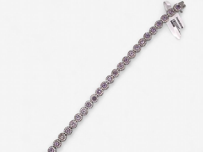 Sterling Silver Amethyst &amp; CZ Bracelet