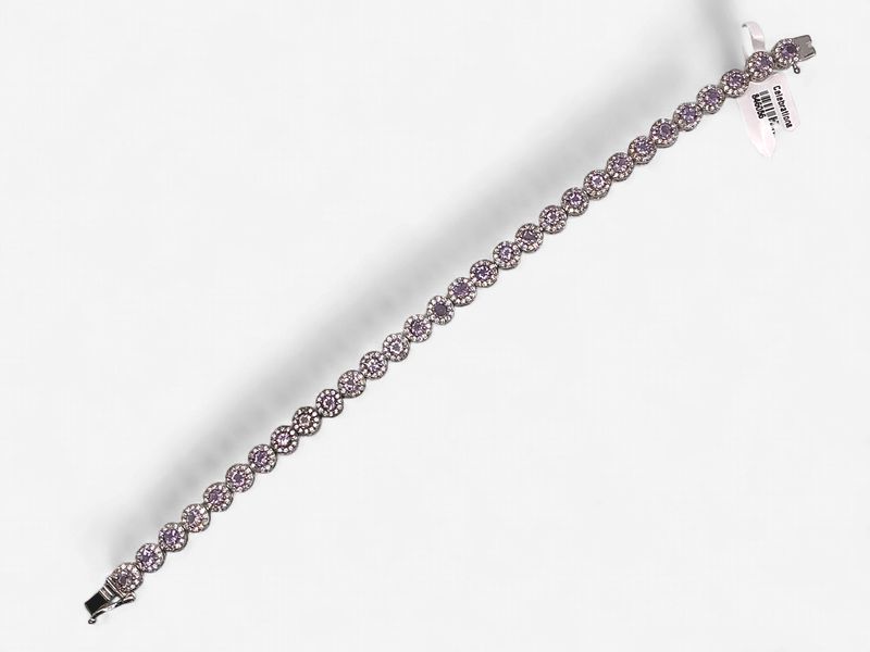 Sterling Silver Amethyst &amp; CZ Bracelet