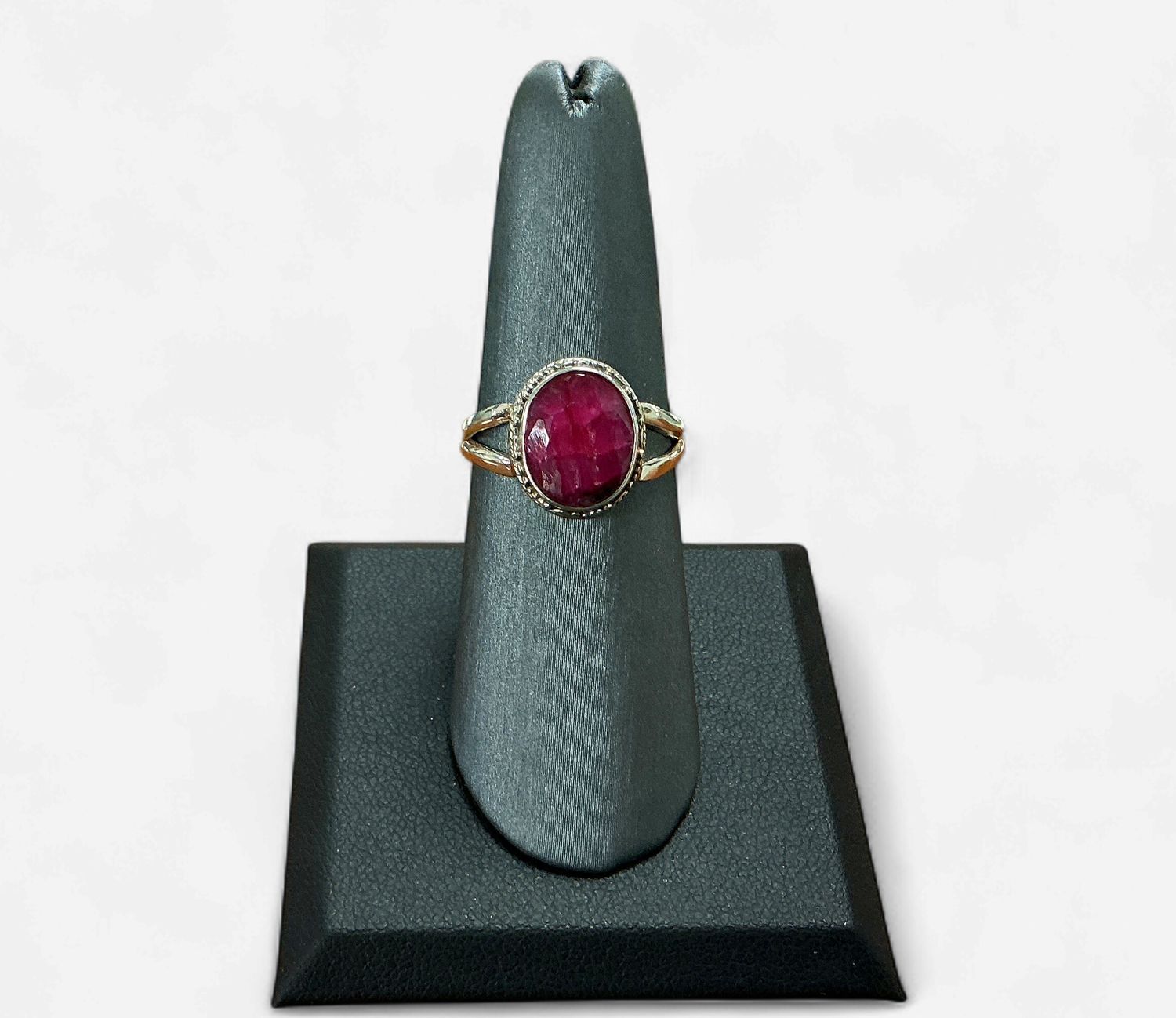 Sterling Silver Oval Ruby Ring