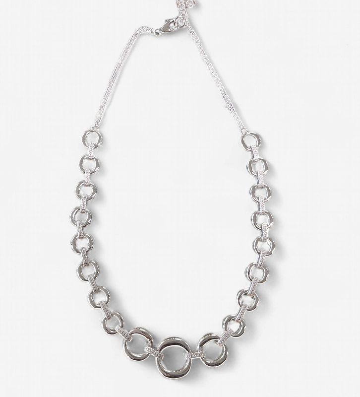 Sterling Silver Micro Pave CZ Circle Link Necklace