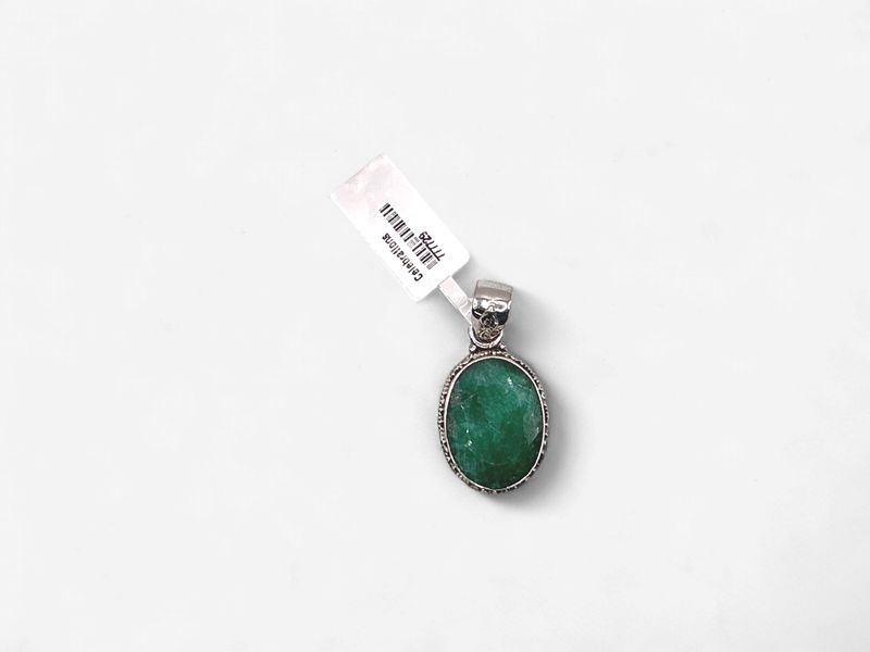 Sterling Silver Oval Emerald Pendant