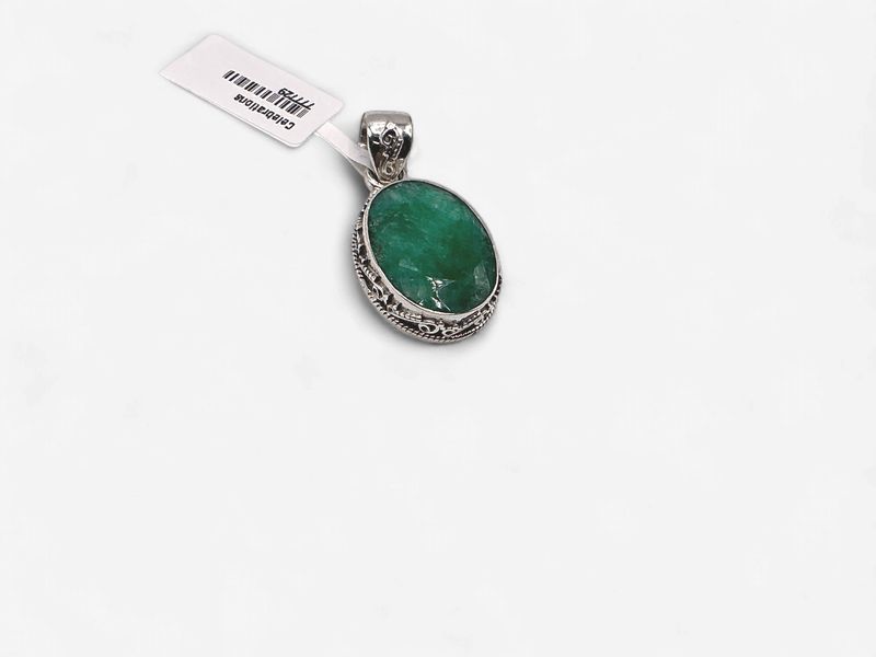 Sterling Silver Oval Emerald Pendant