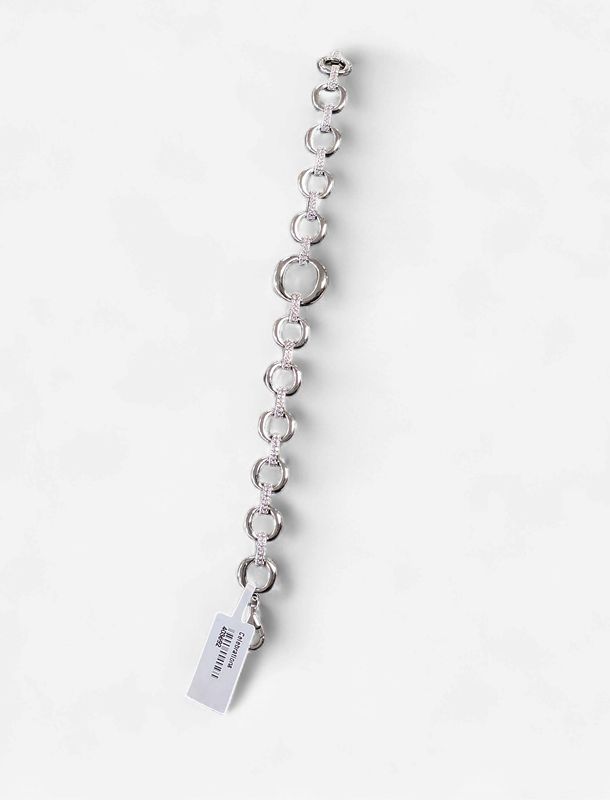 Sterling Silver Micro Pave CZ Circle Link Bracelet