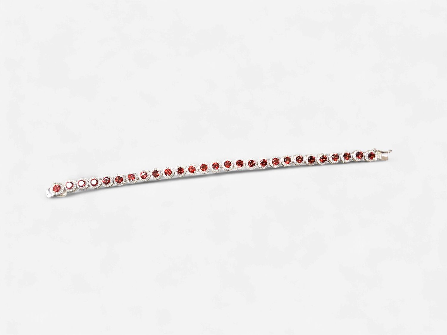 Sterling Silver Garnet &amp; CZ Bracelet