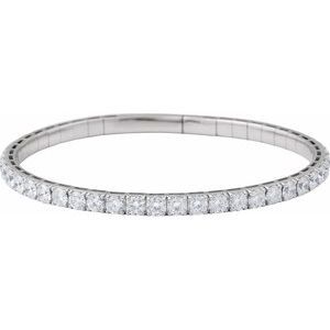 14k White Gold 5 CTW Lab-Grown Diamond Flexible Bangle