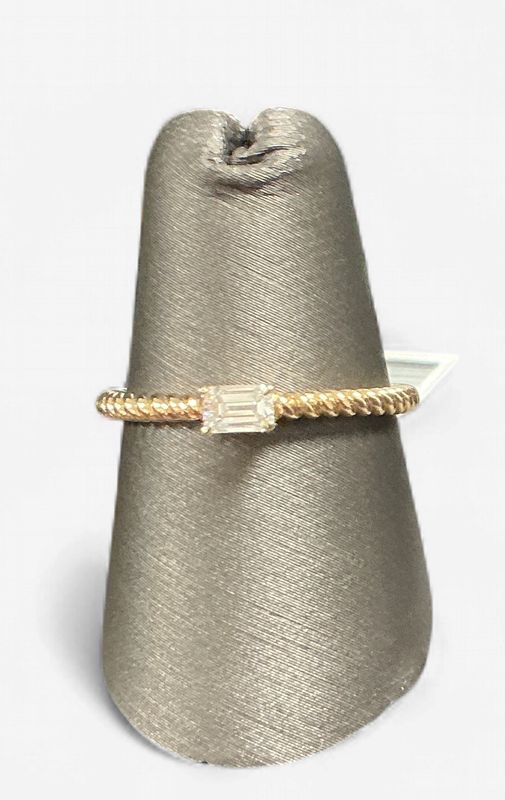 14k yellow gold Emerald cut lab grown 1/5 ct diamond ring