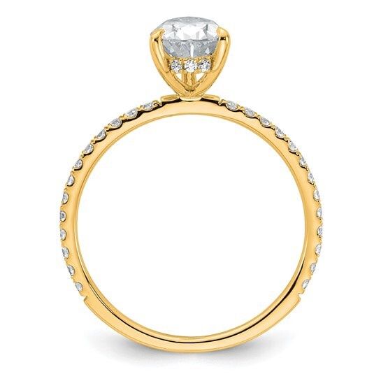 14k Yellow Gold 1ct Pear Shaped Lab Grown Diamond Ring with Diamond Accents