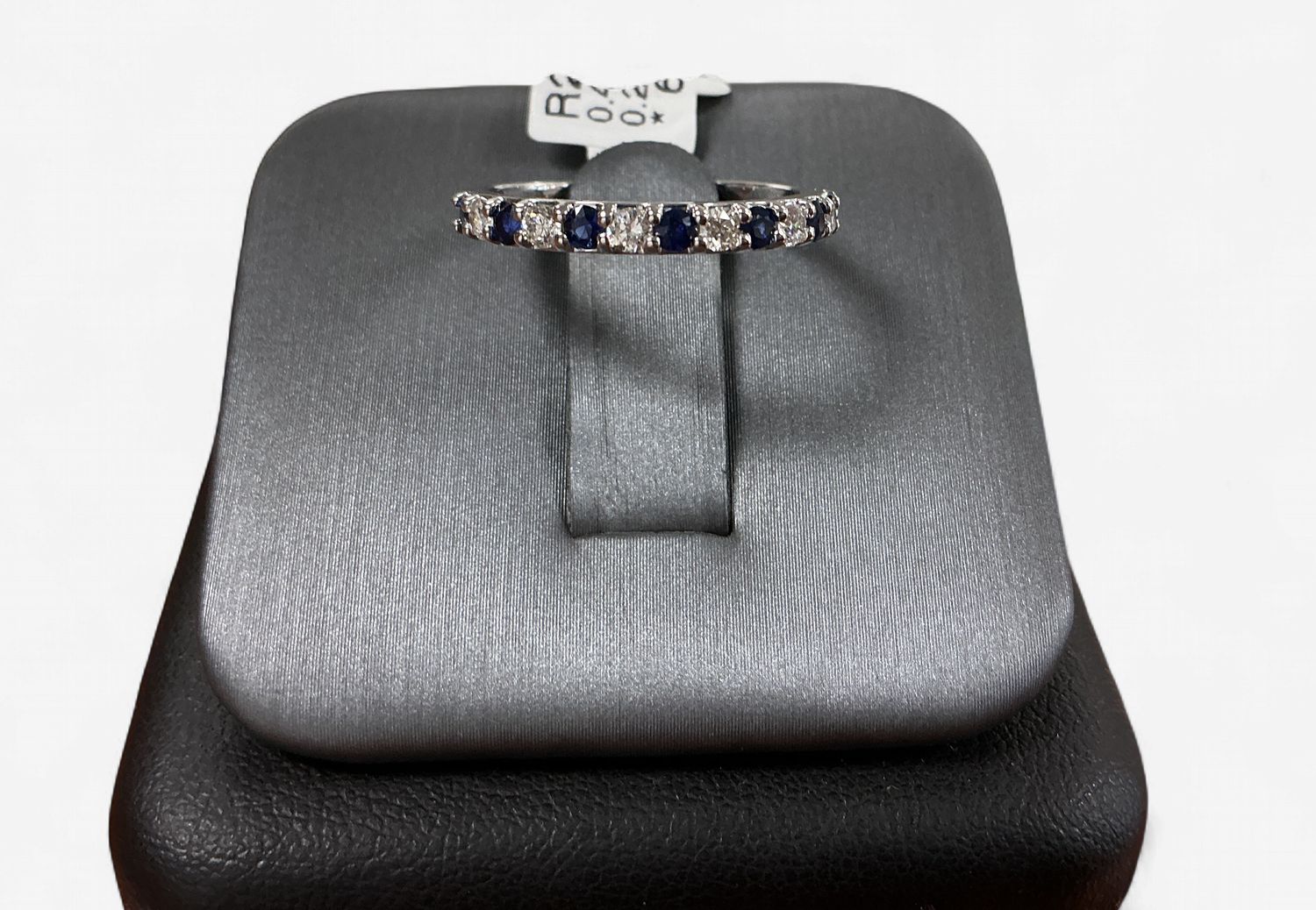 14k White Gold Sapphire and Diamond Anniversary Ring