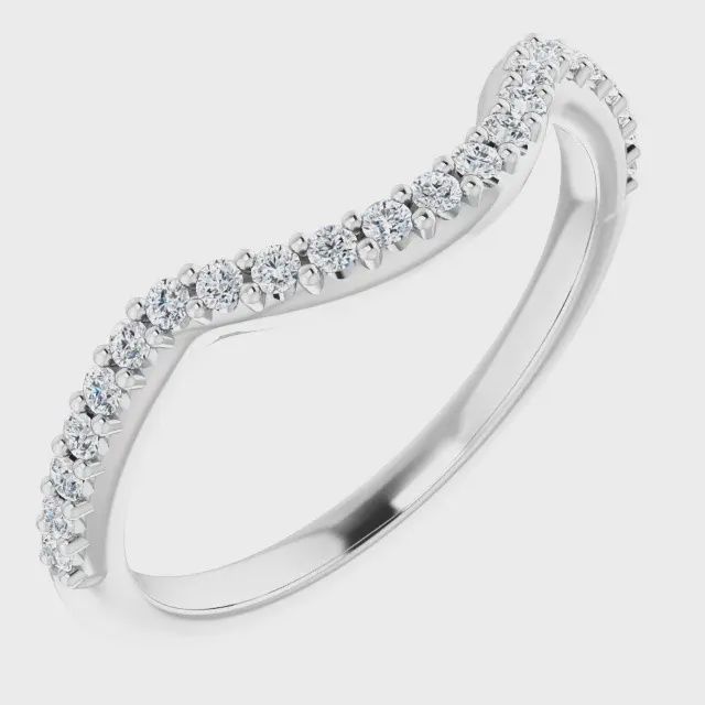 14K White Gold Curved 1/5ct Lab Diamond Band