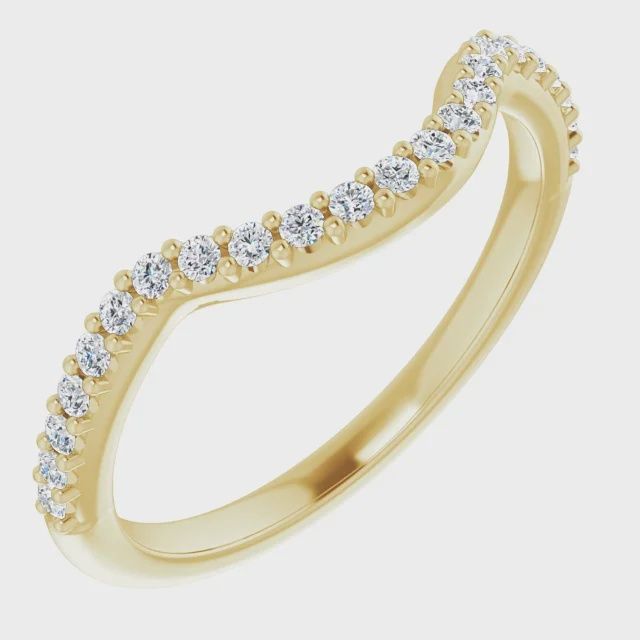 14K Yellow Gold Curved Band 1/5ct Lab Diamonds