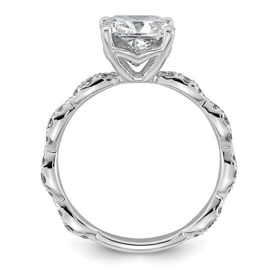 14k White Gold 3ct tdw Engagement Ring w/ 2 1/2 ct Lab Grown Cushion Center Stone