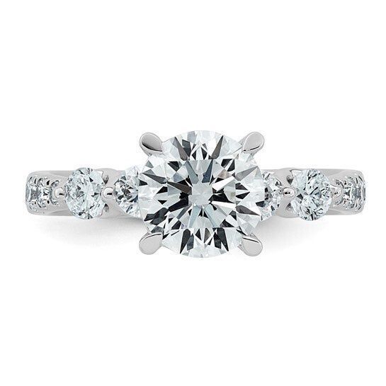 14k White Gold 2 1/6 tdw w/ 1 1/2 ct Round Lab Grown Engagement Ring w/ Diamond Sides