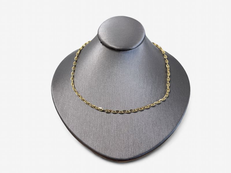14K Yellow Gold Vermeil Sterling Silver 22inch 2.5mm Mariner Anchor Link Chain