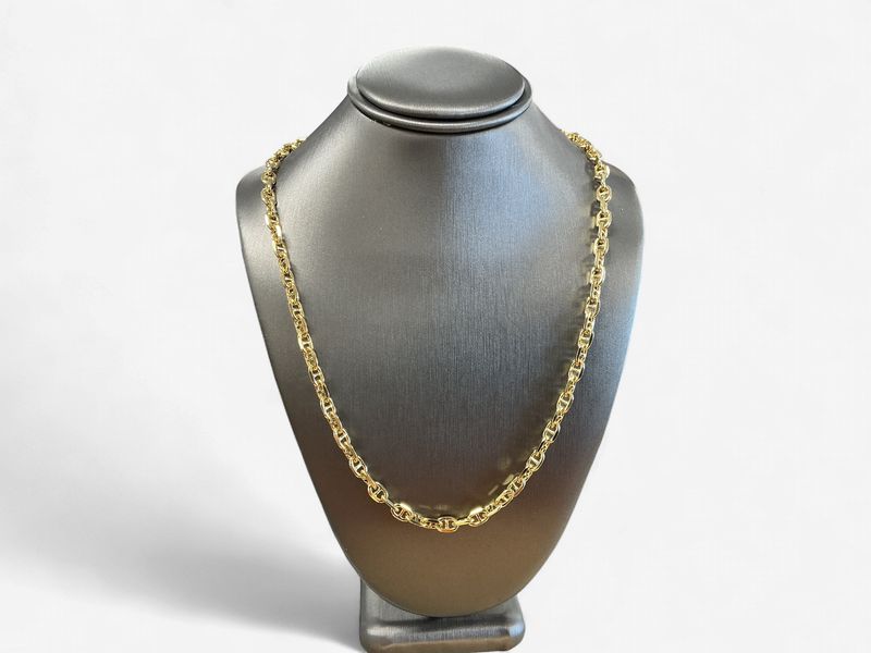 14K Yellow Gold Vermeil Sterling Silver 24inch 4.5mm Mariner Anchor Link Chain