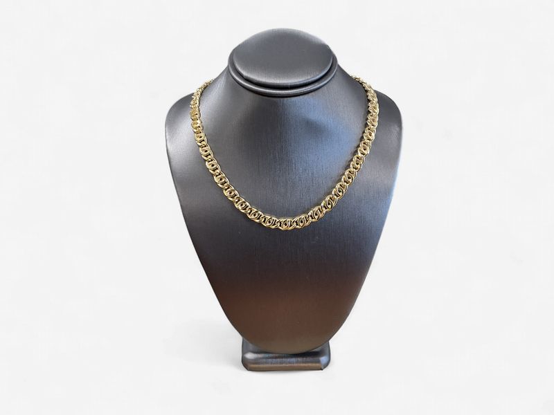 14K Yellow Gold Vermeil Sterling Silver 24 Inch 5.7mm Fancy Link Chain