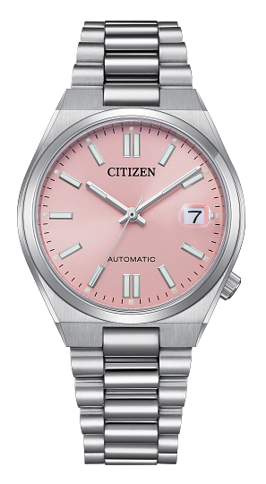 TSUYOSA 37mm Automatic Water Resistant 50 Stainless Steel Bracelet Pink Face